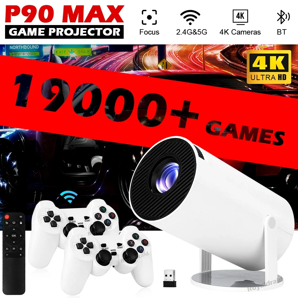 Retro Gaming With Projector - P90 Max Video Game Console w