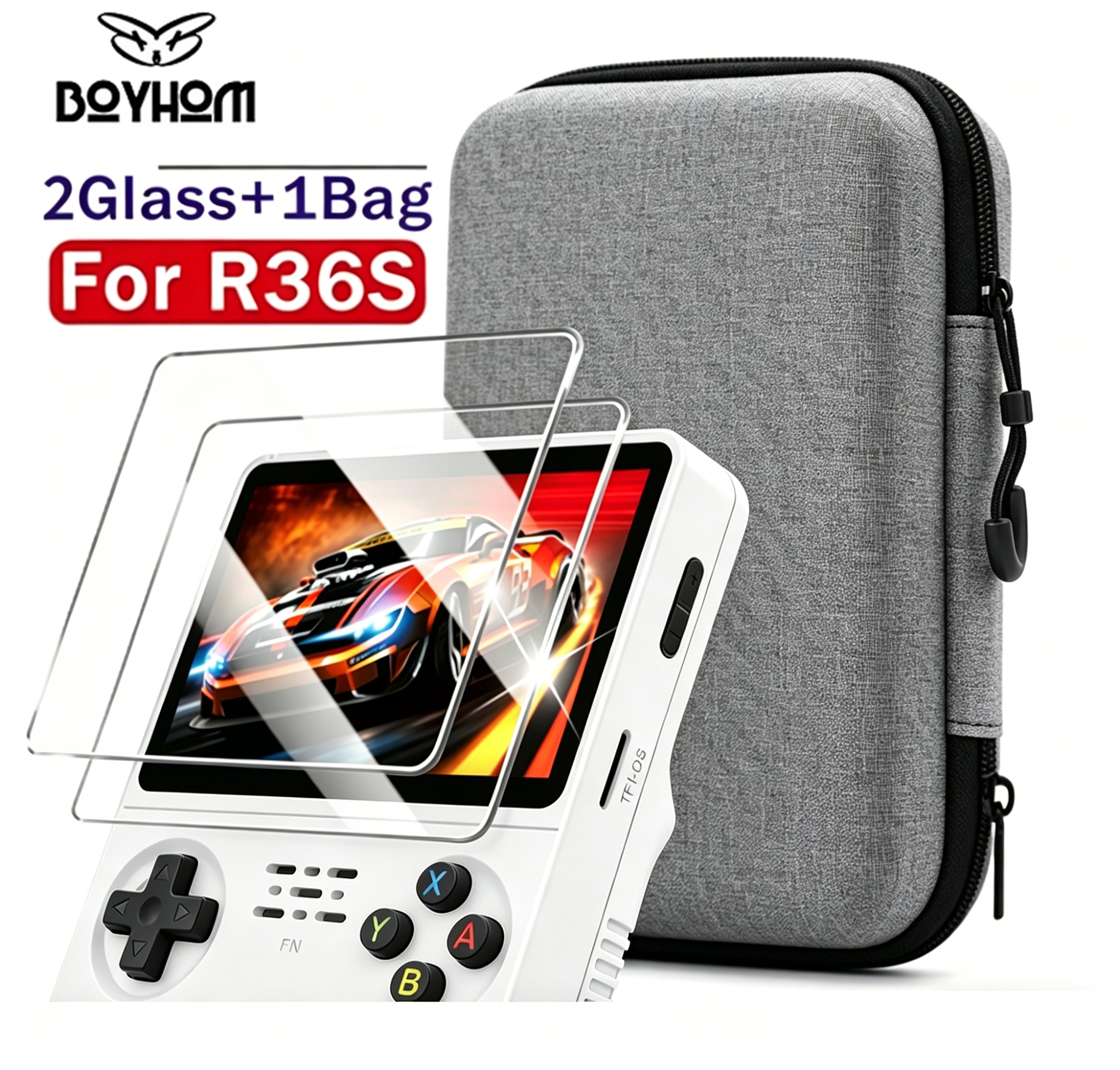 BOYHOM Official R36S Tempered  - Retro Gaming Images reseña y precio
